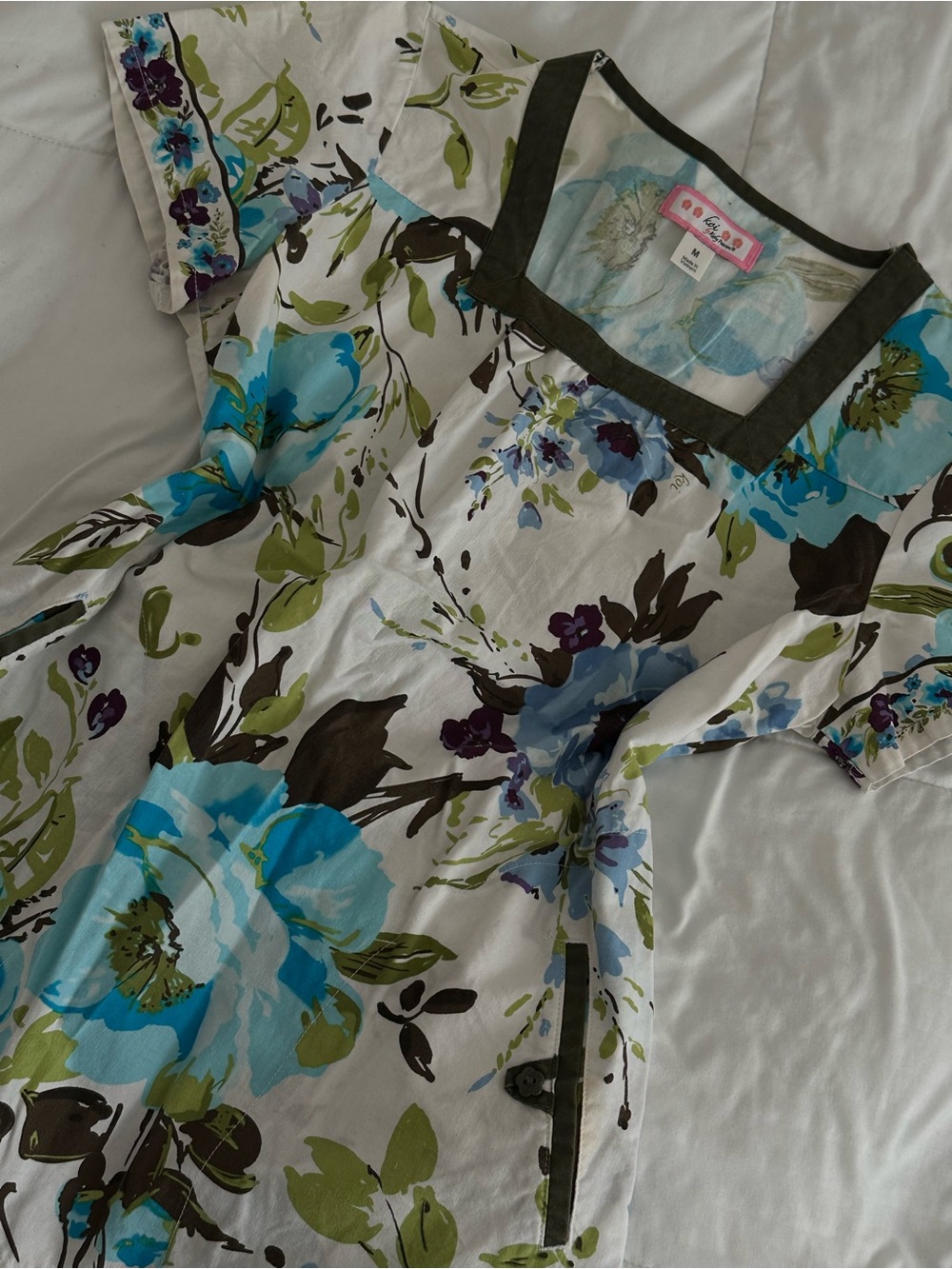 koi Floral Tunic with Blue, Green & White Accents